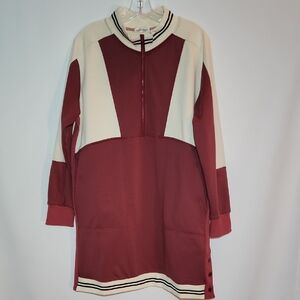 Burgundy and Cream Varsity Dress